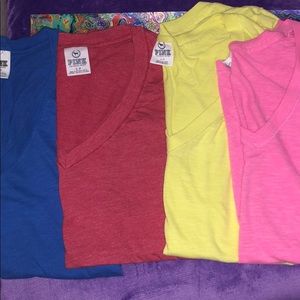 Pack of 4 PINK v-necks